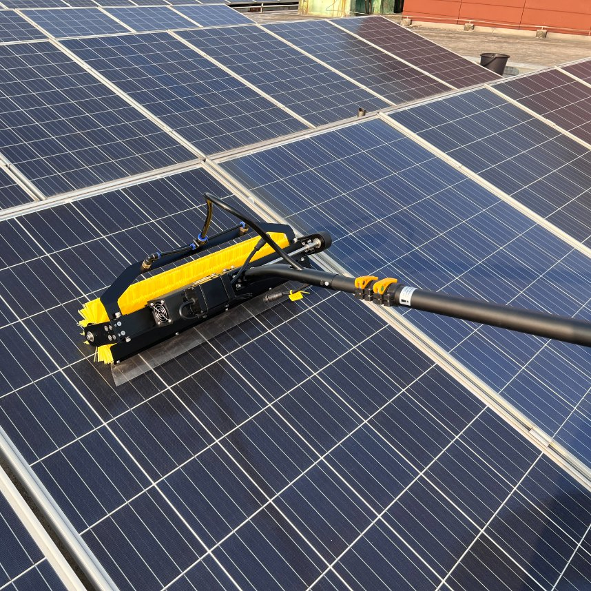 Semi-Automatic Solar Panel Cleaning System Washing Machine with Water-Fed Pole Rolling Brush