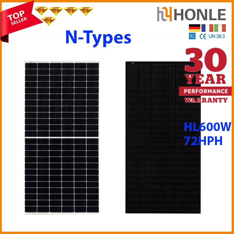 Honle Solar 2026 Topcon PV Module Solar Panel Solar Photovoltaic Panels 700W 600W 425W 400W 500W 450W 550W Bifacial All Black Solar Panels