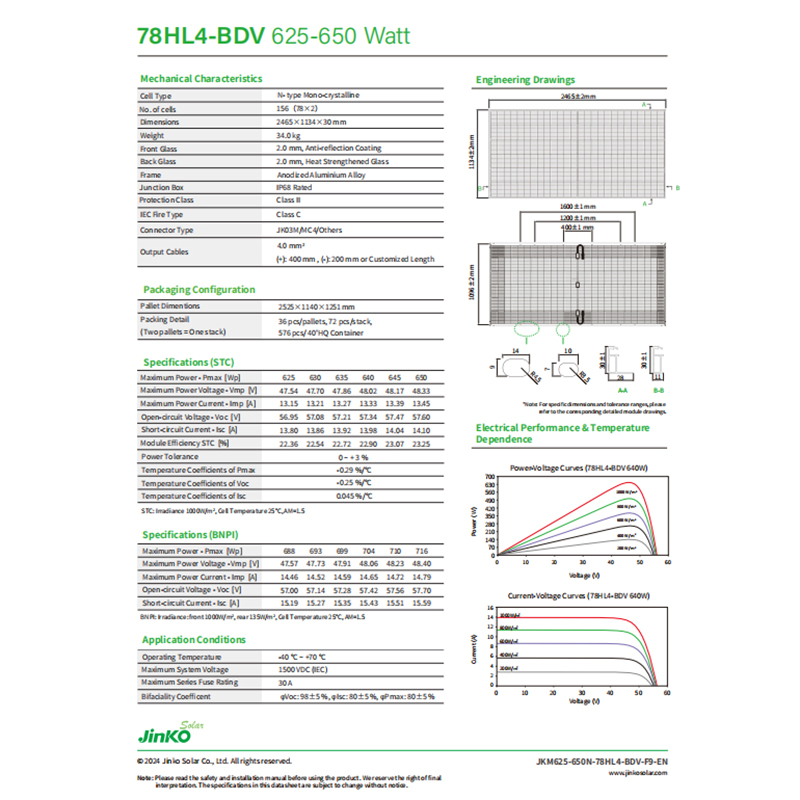 Jinko Half Cell 580W 585W 595W 600W 615W 625W Wholesale Poly PV Monocrystalline Polycrystalline Photovoltaic Panel Mono for Solar Energy Power System
