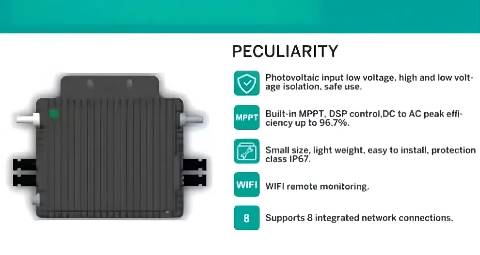 600W Pure Sine Wave WiFi Micro Inverter