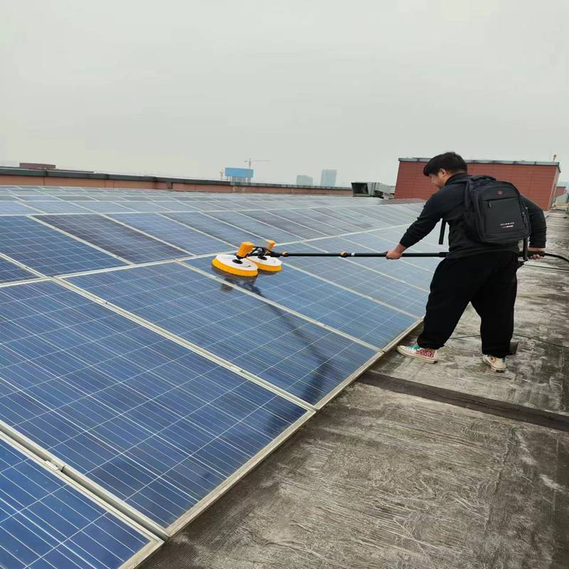 Portable Solar Panel Cleaner Lithium Battery Powered Dual-Head Photovoltaic Panel Cleaning Machine