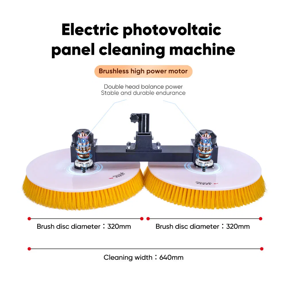 Factory Direct Solar Cleaning Equipment Electric Photovoltaic Panel Cleaning Brush Double Head Solar Panel Cleaning Brush with Telescopic Rod