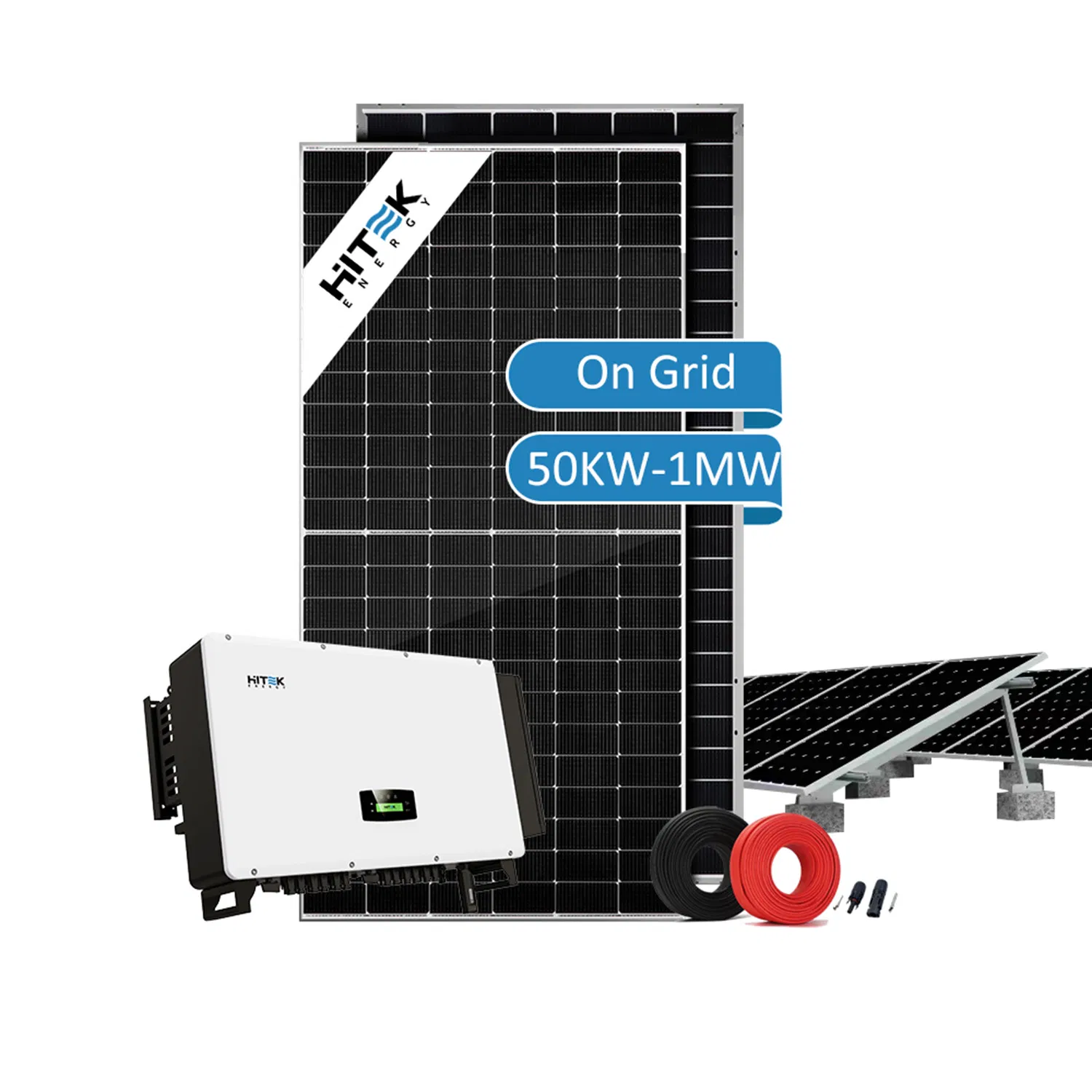 Hitek 100kw 200kw 300kw 500 Kw on Grid Tie Complete Set Roof Mount Solar Tracking 1 Megawatt 1 MW Solar System Without Battery Backup