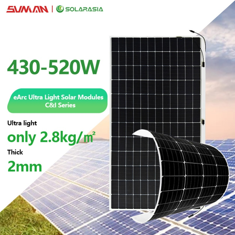 2026 Sunman Flexible Solar Panel 520W 550W Half Cell Wholesale Poly PV Flexible Solar Panel Monocrystalline Photovoltaic Module Solar Energy High Efficiency