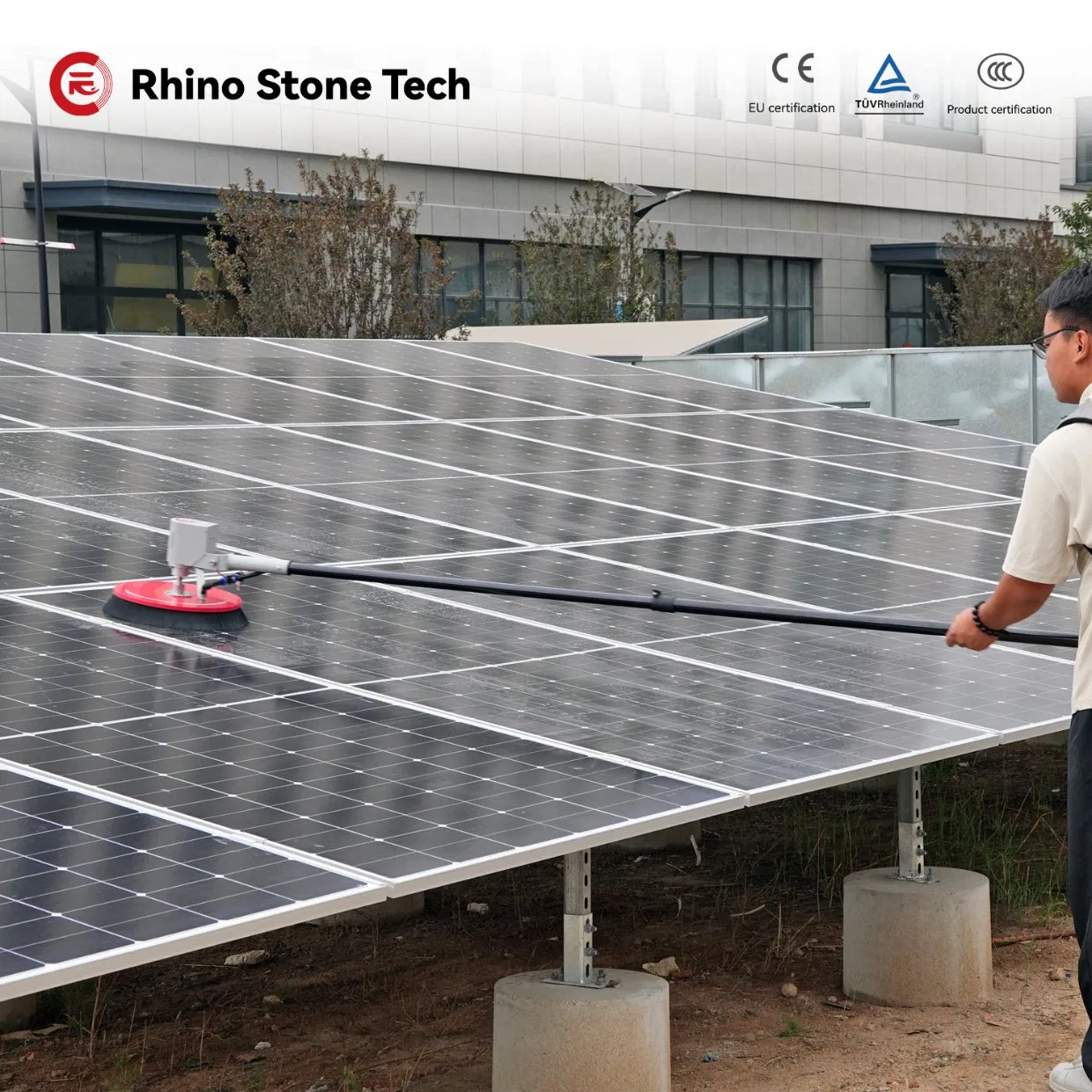 Solar Panel Cleaner Portable Rolling Cleaning Machine for PV Panels Removing Dirt