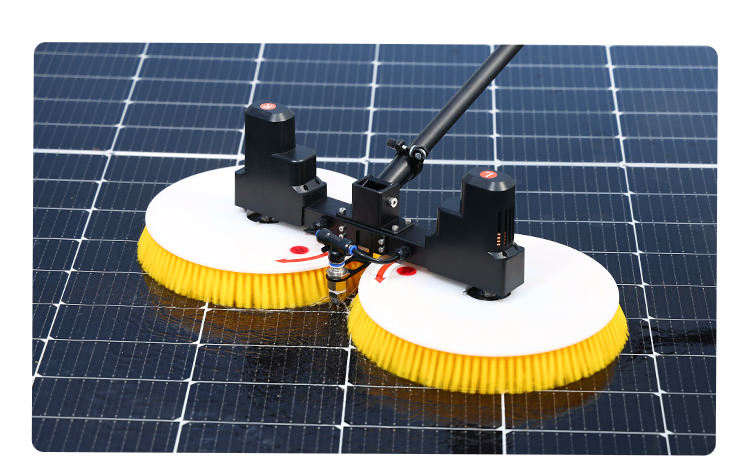 Solar Panel Brush Cleaning Machine Rotary Double Head with Portable Lithium Battery