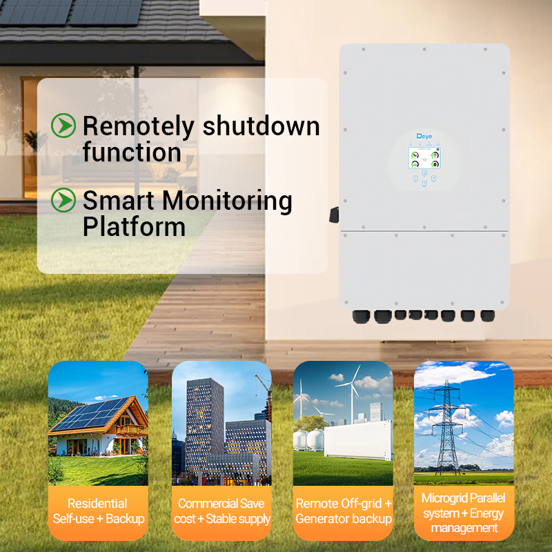 Deye Hybrid Pure Sine Wave Inverter Sun-8K-Sg01lp1 5kw 8kw 10kw 12kw Inverter Deye in Stock Integrated MPPT Design for Residential Solar Power Hybrid System
