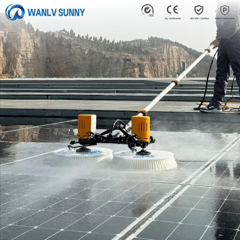 Cordless High-Pressure Solar-Panel-Cleaning-Machine Solar Cleaning Brush Cleaning Euqipment with Telescopic Pole