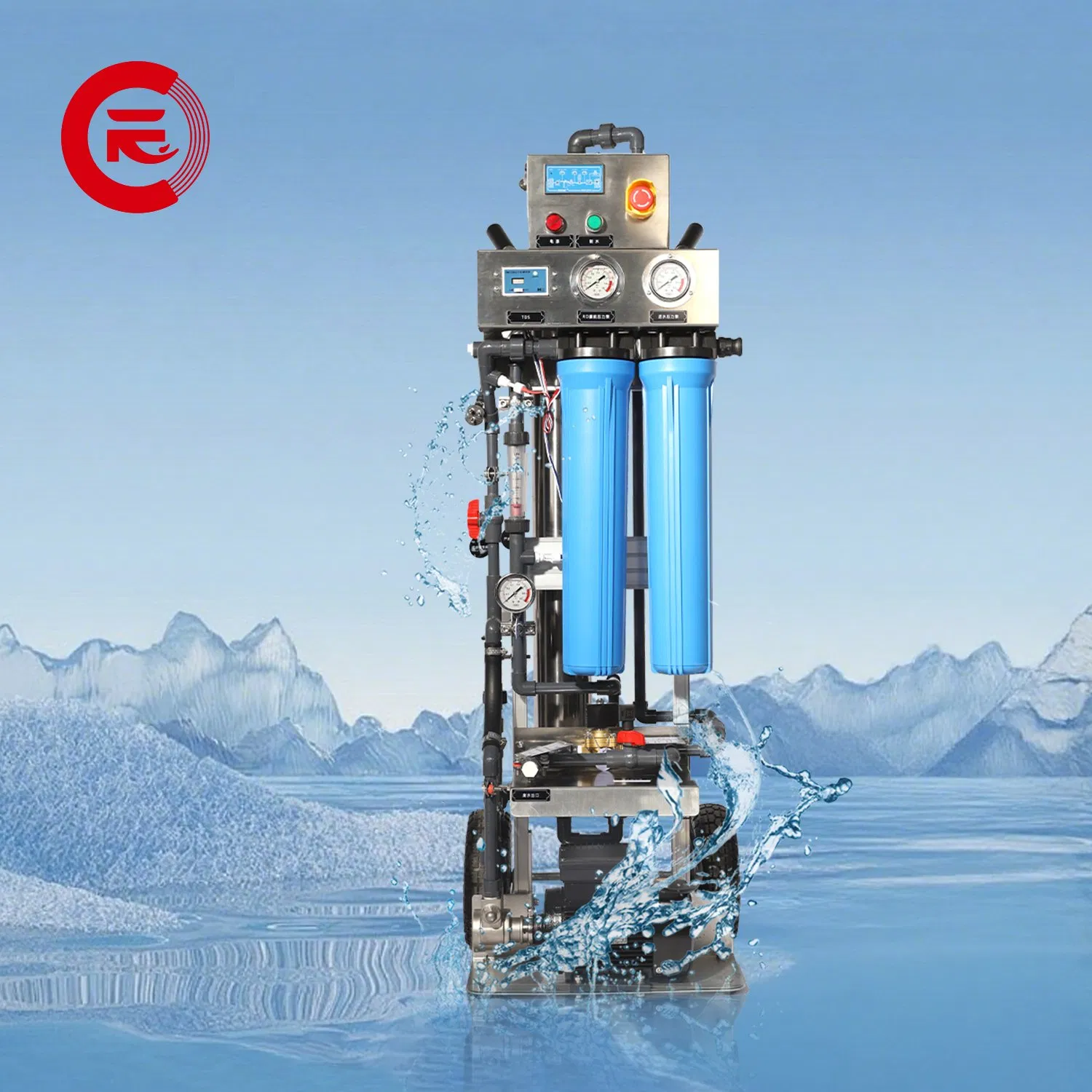 300L/H Portable Outdoor Pure Water Cleaning Windows Desalination RO System Mobile Water Desalination Machine for Cleaning Solar Panels