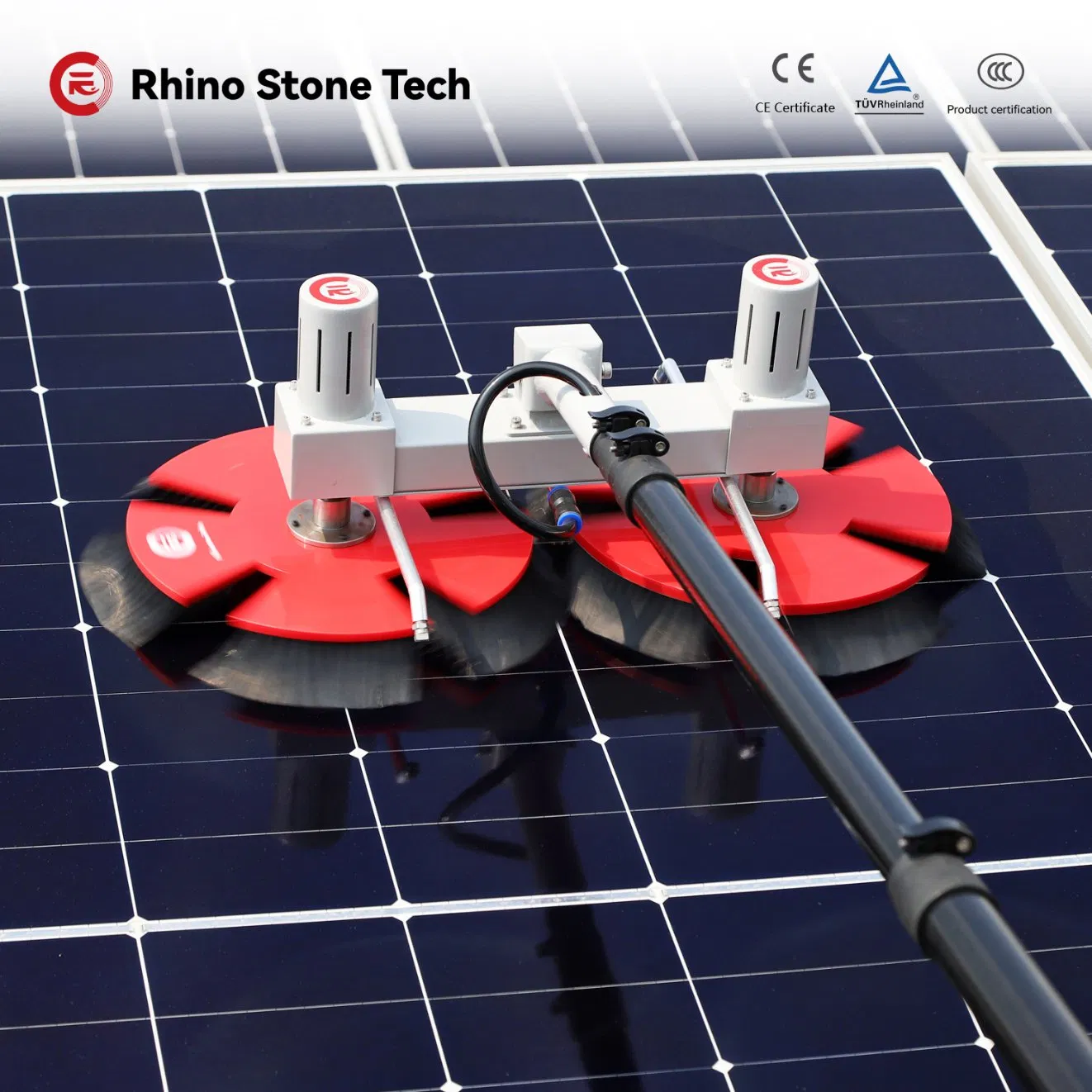 Brushless Motor 3.6m 5.4m 7.5m PV Cleaner Brushes Double Head Semi-Automatic Photovoltaic Cleaner Machine Lithium Battery Powered Solar Panel Cleaning Brush