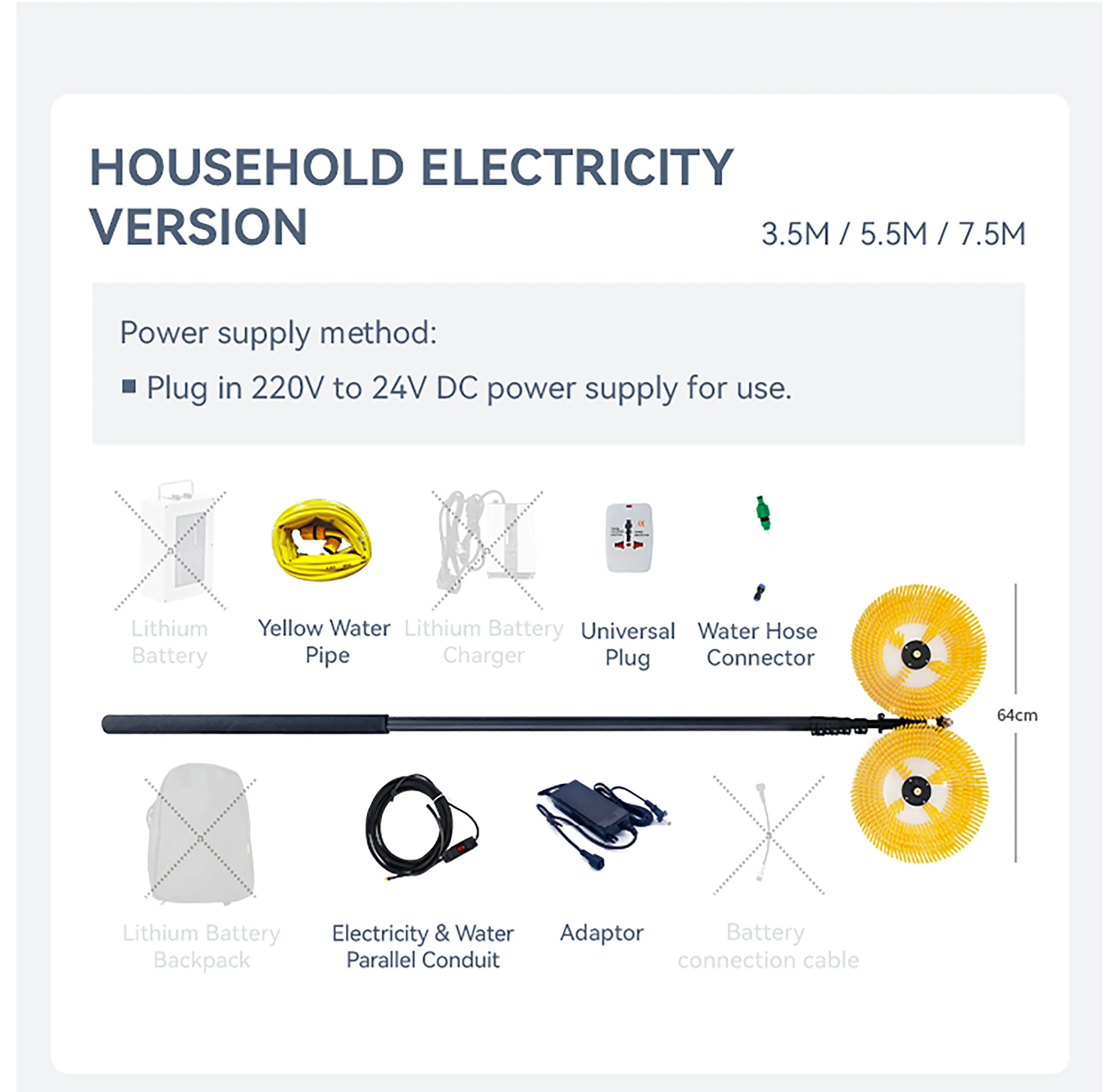Solar Panel Brush Cleaning Machine Rotary Double Head with Portable Lithium Battery
