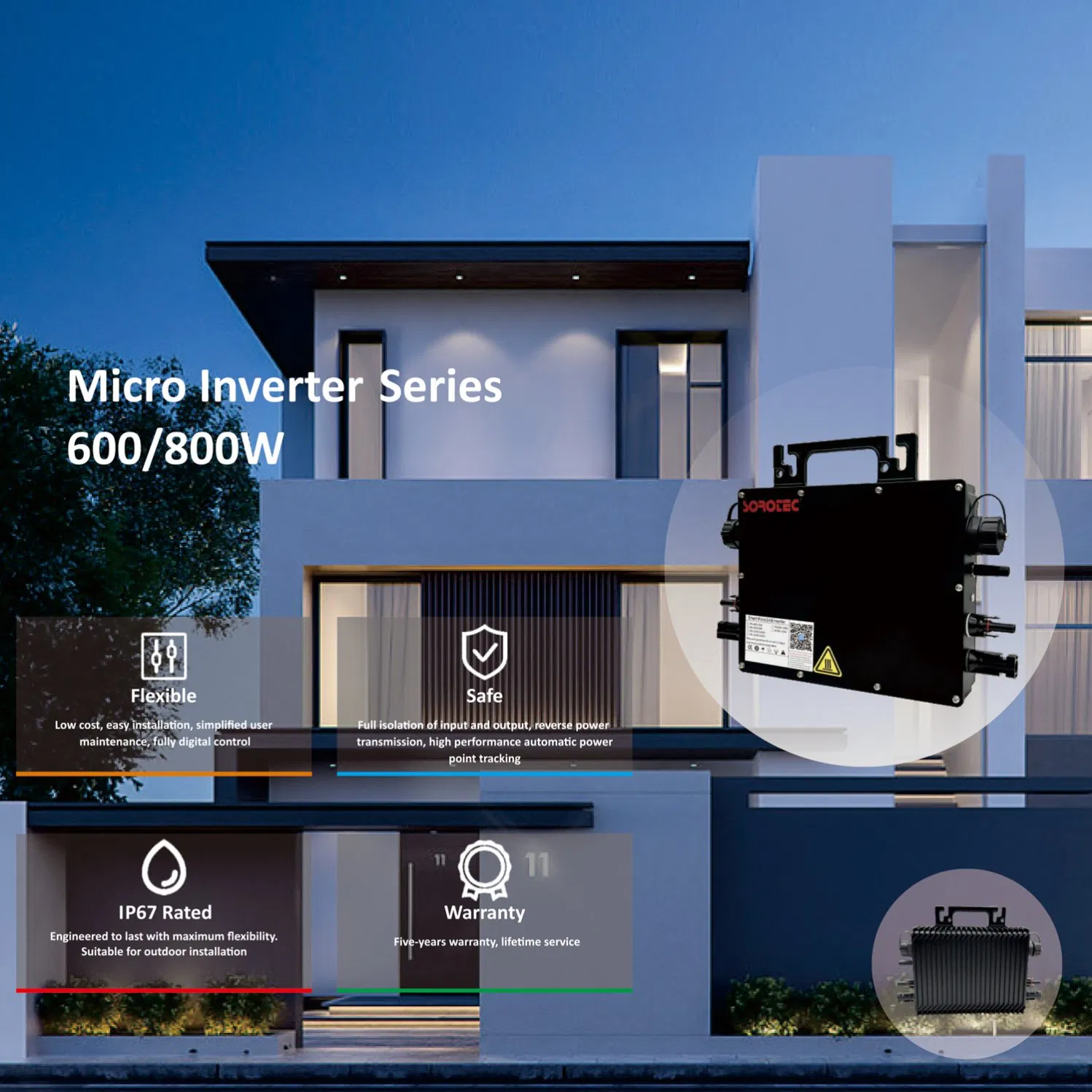 Solar Micro Inverter 600W-1200W for Home PV System