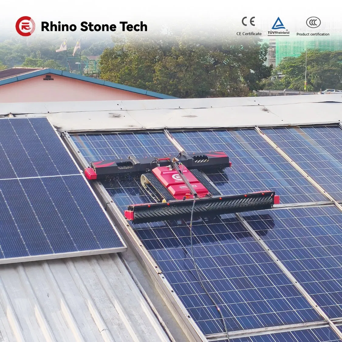 Semi Automatic Photovoltaic Cleaning Robot Solar Cleaning Machine with Battery Powered for Commercial Industrial Solar Farm PV Panel Cleaner Equipment