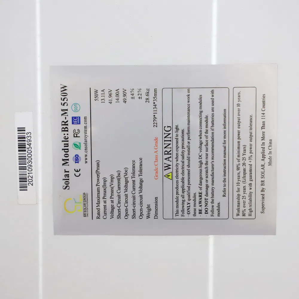 Monocrystalline Silicon Modules Cell Photovoltaic Flexible Tier 1 Solar Power Panel OEM as-M550W