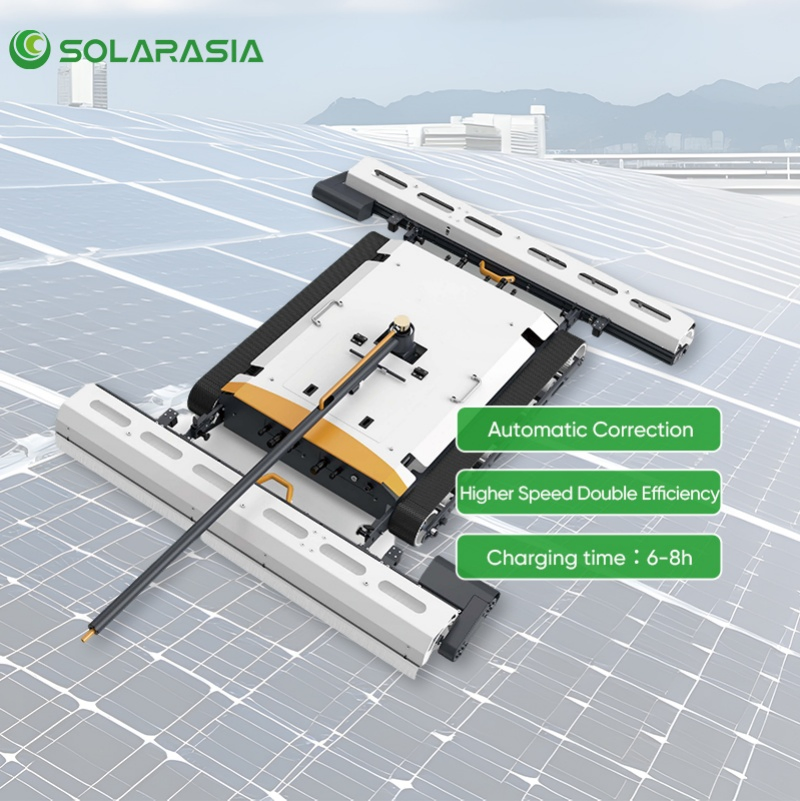 Desert Automatic Solar Panel Cleaning Robot 48V Lithium Battery PV Cleaning Machine for Middle East PV Power Plant