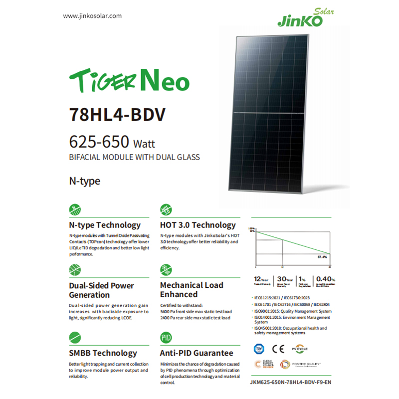 Jinko Half Cell 580W 585W 595W 600W 615W 625W Wholesale Poly PV Monocrystalline Polycrystalline Photovoltaic Panel Mono for Solar Energy Power System
