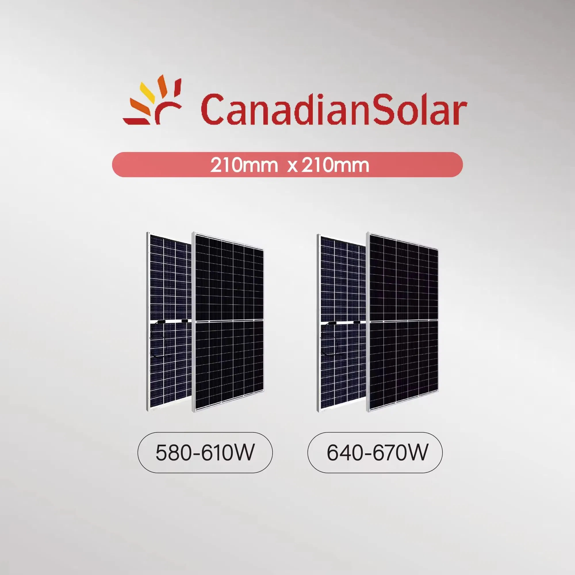 Canadian Bi 110 Cells 11bb 645W 650W 655W 660W 48V Solar Panel Photovoltaic Cell Bifacial Perc
