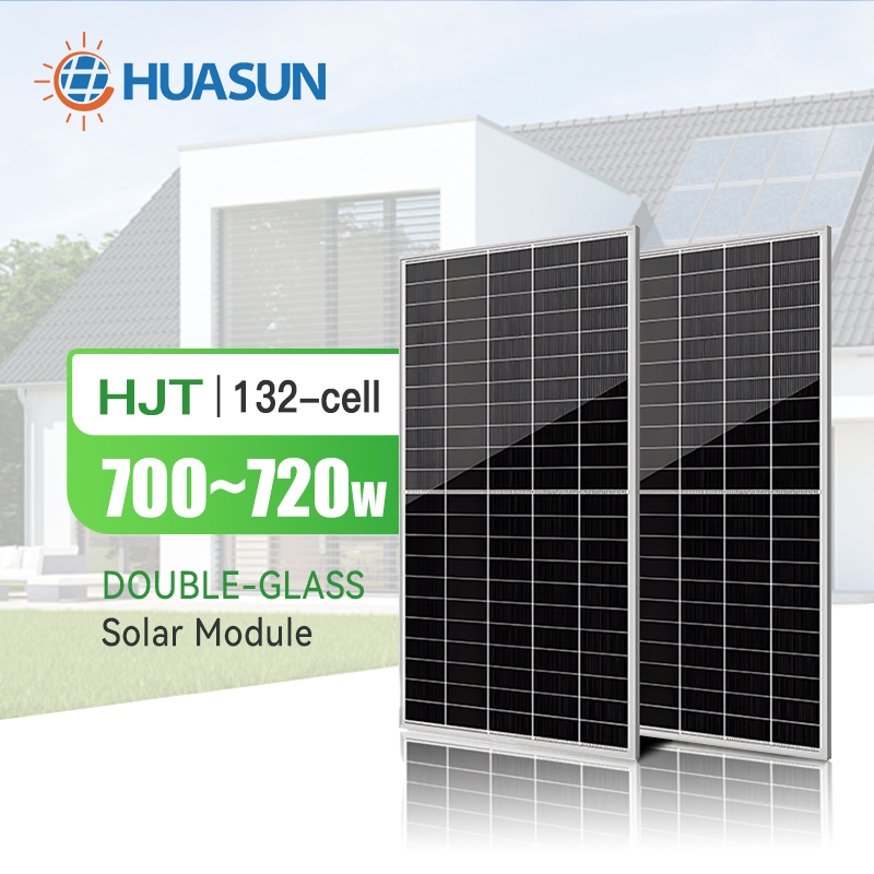 Huasun Hjt Bifacial Solar Panel 700W 710W 720W Technology Double Glass High Power Solar Panels Photovoltaic Solar Panel
