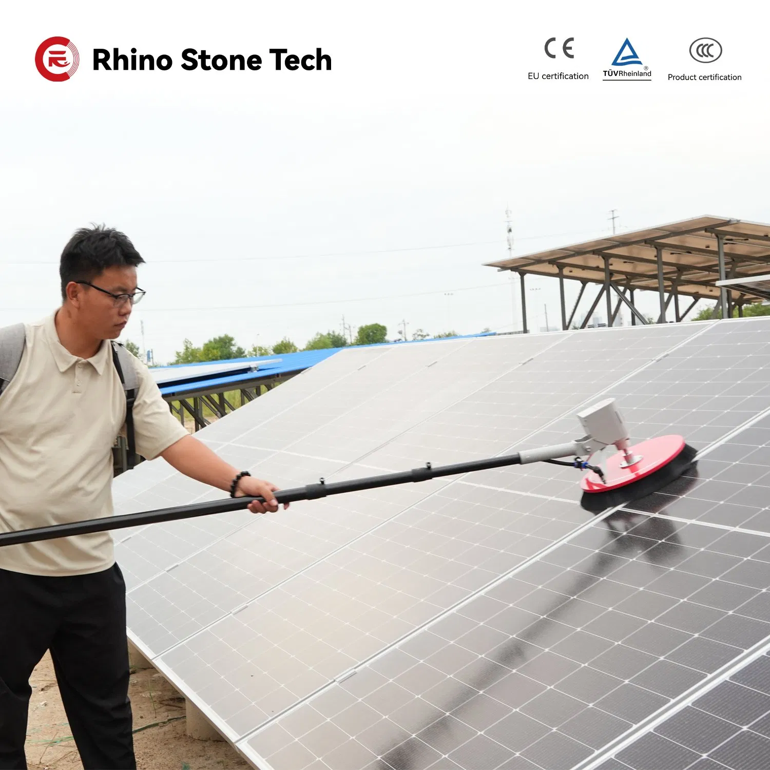 Solar Panel Cleaner Portable Rolling Cleaning Machine for PV Panels Removing Dirt