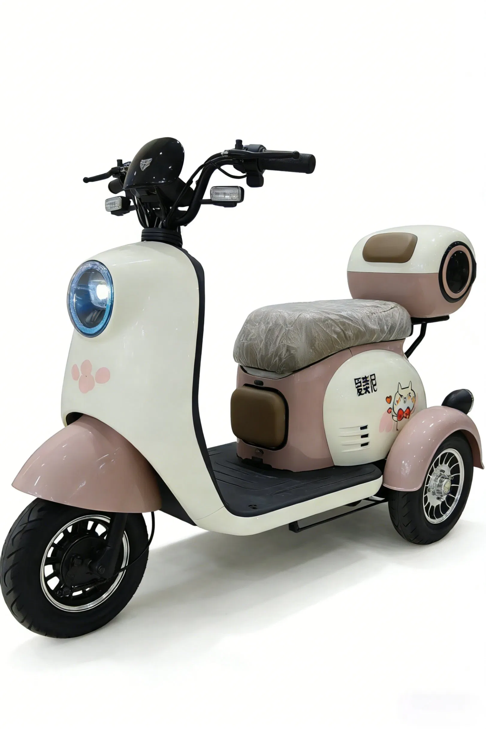 Multifunctional electric tricycle with high-elasticity seat cushion, rear storage compartment and suitable for short-distance transportation.