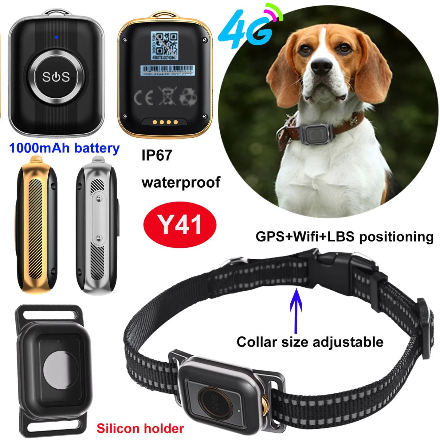 Factory supply slim design 4G LTE IP67 water resistance Security Anti lost accurate tracking GPS Pets Tracker Y41