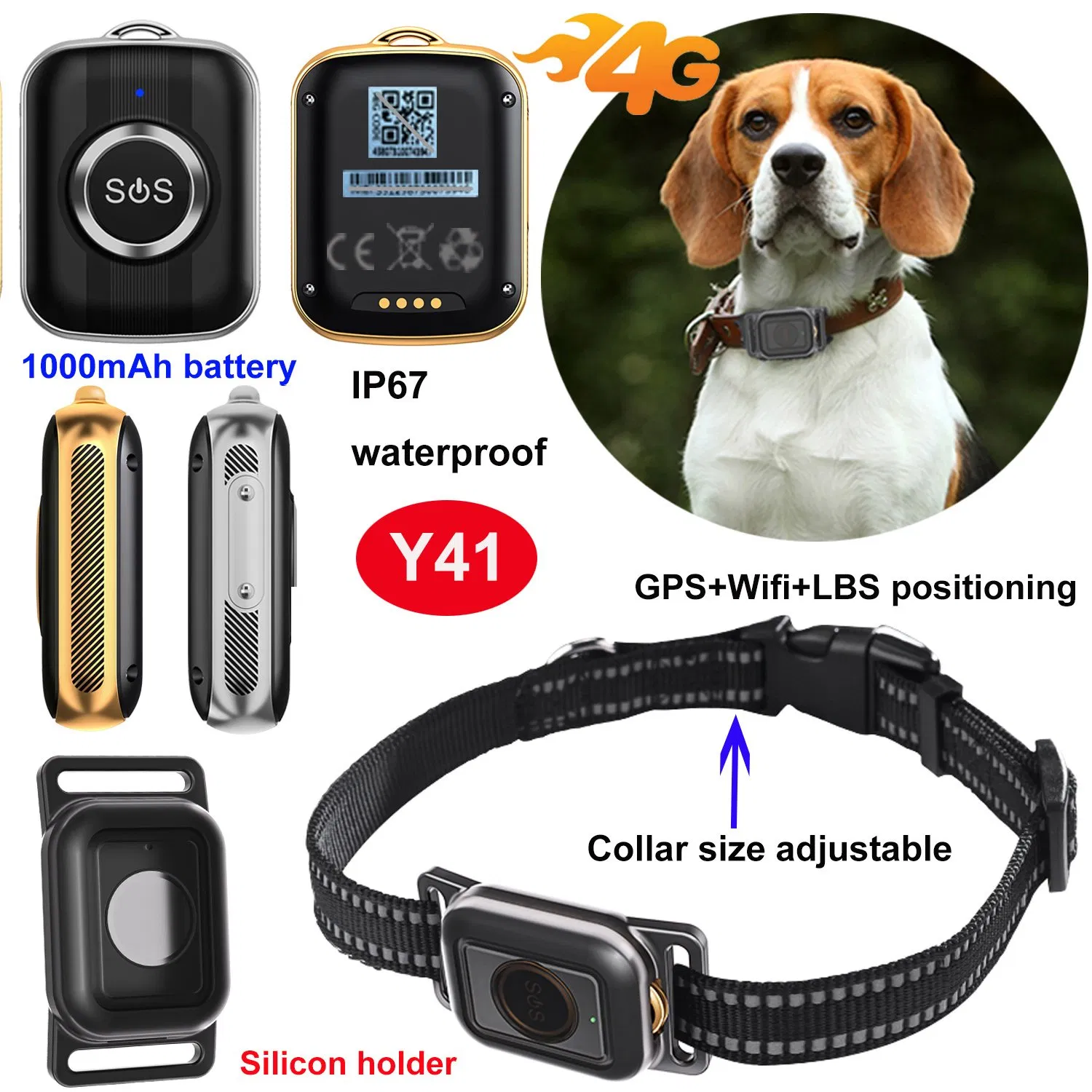 Wholesale 4G IP67 Waterproof Rechargeable Pets GPS Tracker Cats Tracking Device for security monitoring Y41