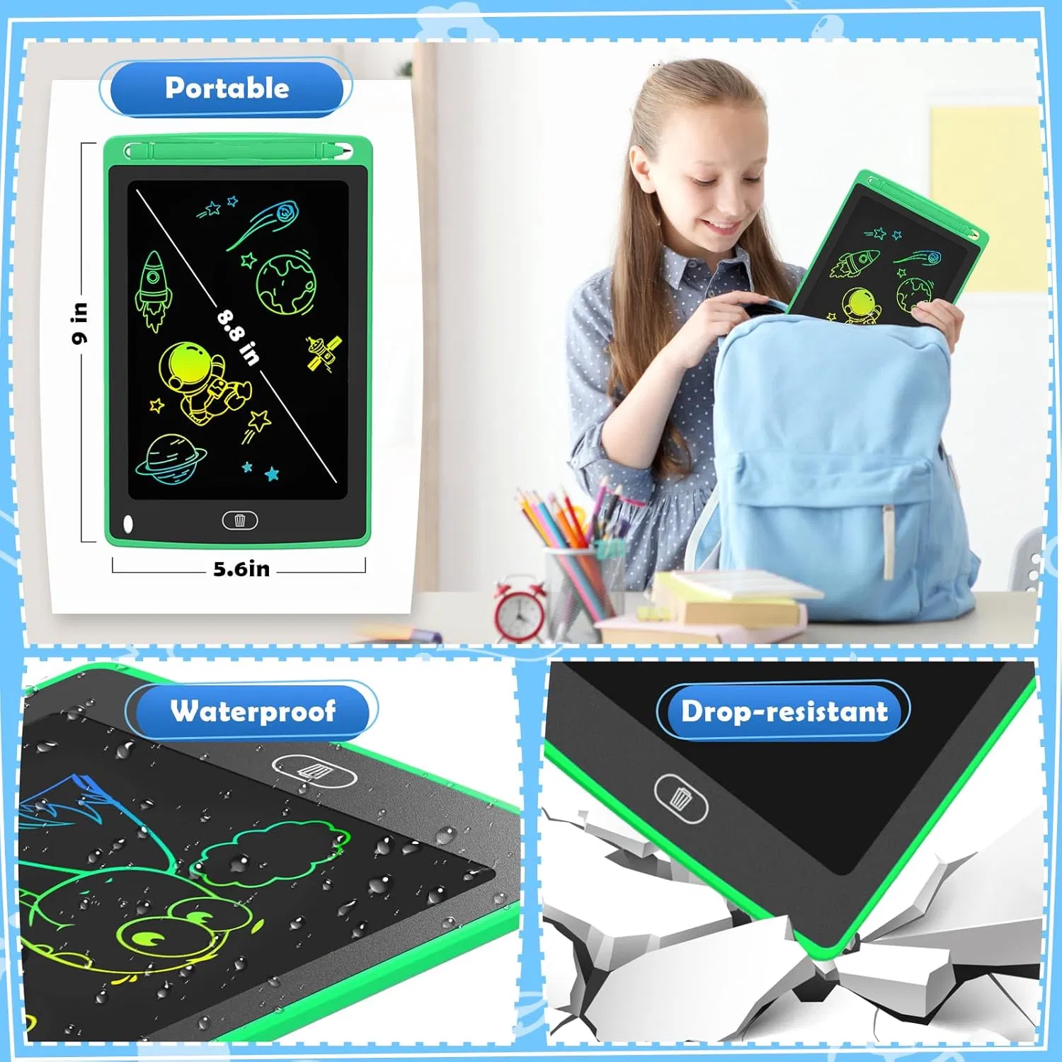 Writing LCD Tablet for Kids, 8.5 Inch Colorful Doodle Board Drawing Tablet, Educational Toys