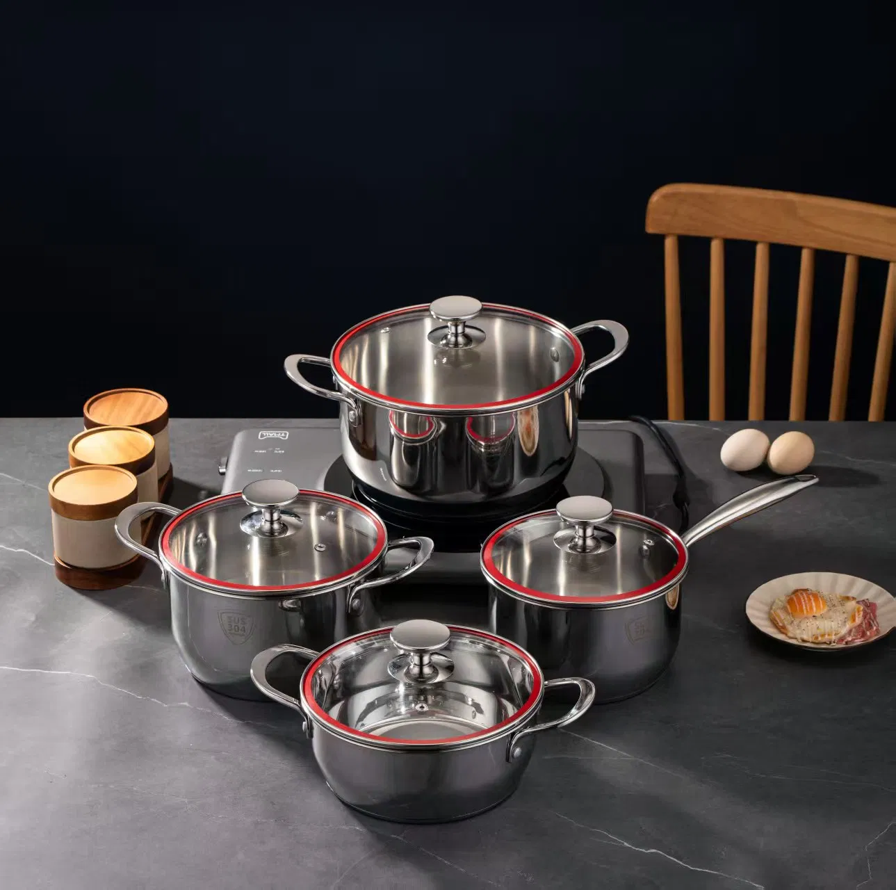 304 Food-Grade Multifunction High-Grade Stainless Steel Cookware Durable, Easy to Clean