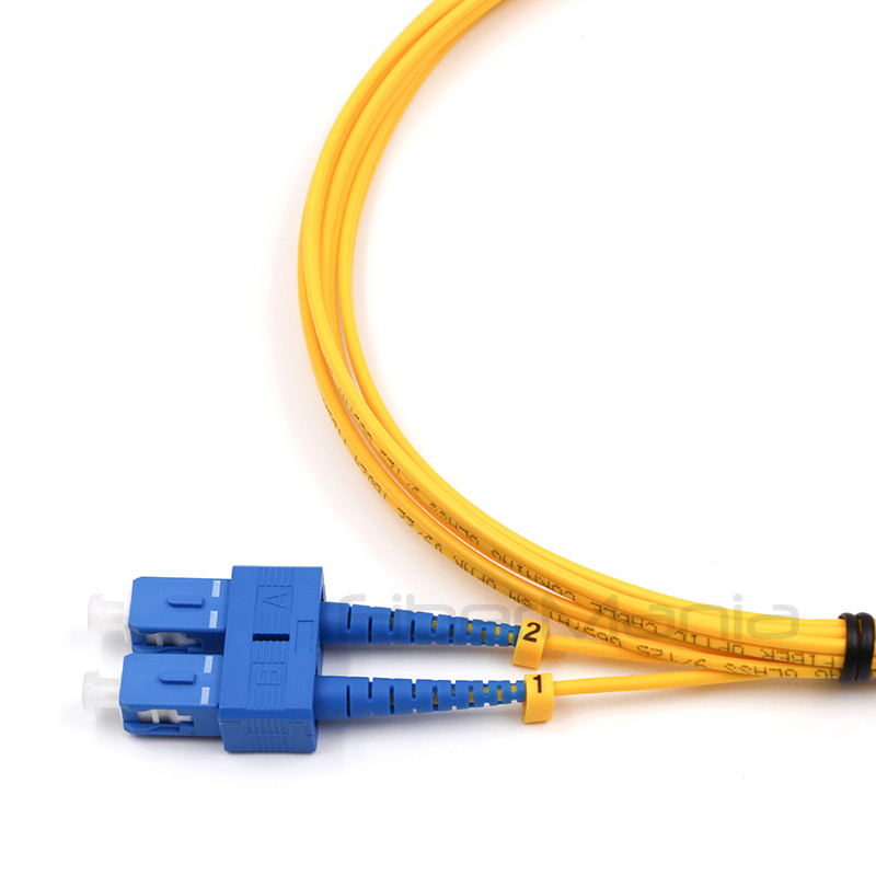 LC UPC to SC UPC Duplex OS2 Single Mode OFNR Yellow Fiber Optic Patch Cable