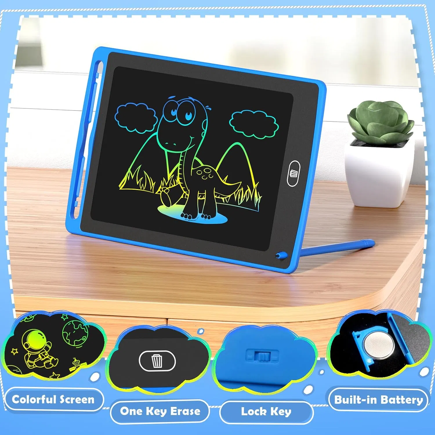 Writing LCD Tablet for Kids, 8.5 Inch Colorful Doodle Board Drawing Tablet, Educational Toys