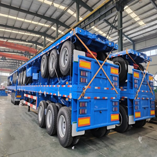 13m 50tons 3-Axle New Heavy Duty Flatbed Trailer 20FT 40FT 45FT Flat Semi Trailer