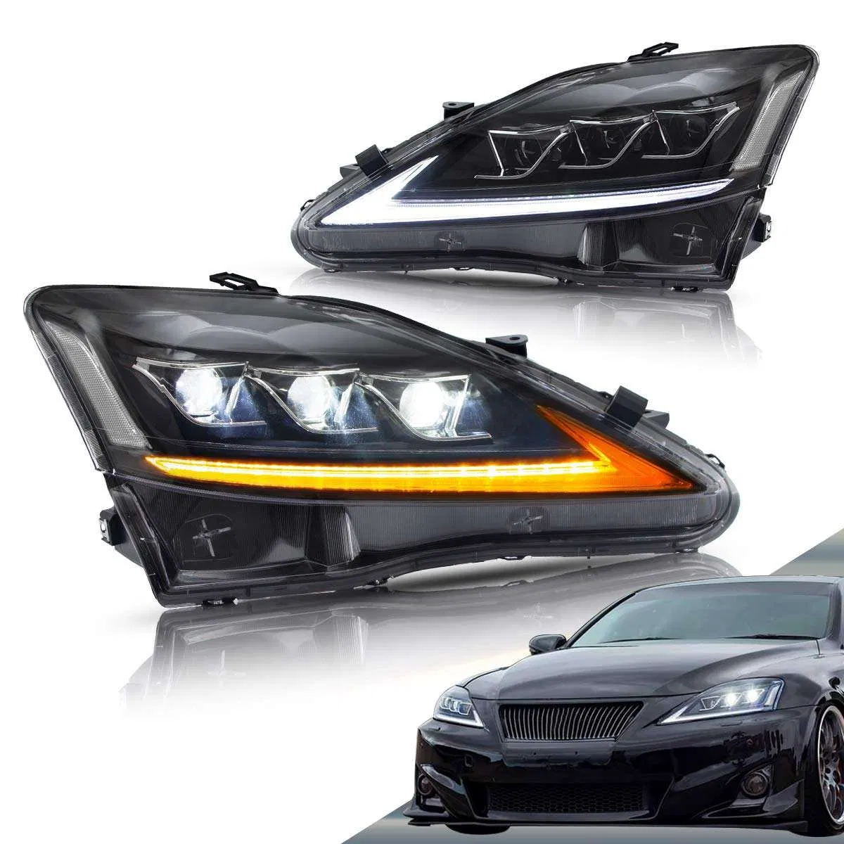 Turn Signal Full LED Front Headlight Car Front Lamps for Lexus Is250