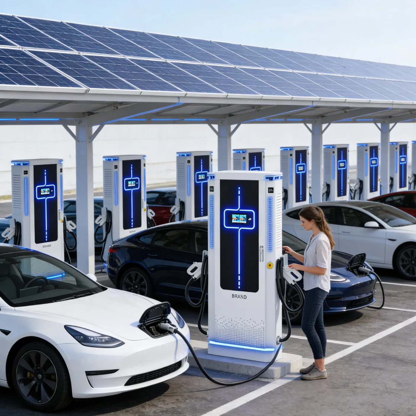 High Utilization Fleet Central Management Night Heavy Duty Truck EV Charger DC Depot Logistics