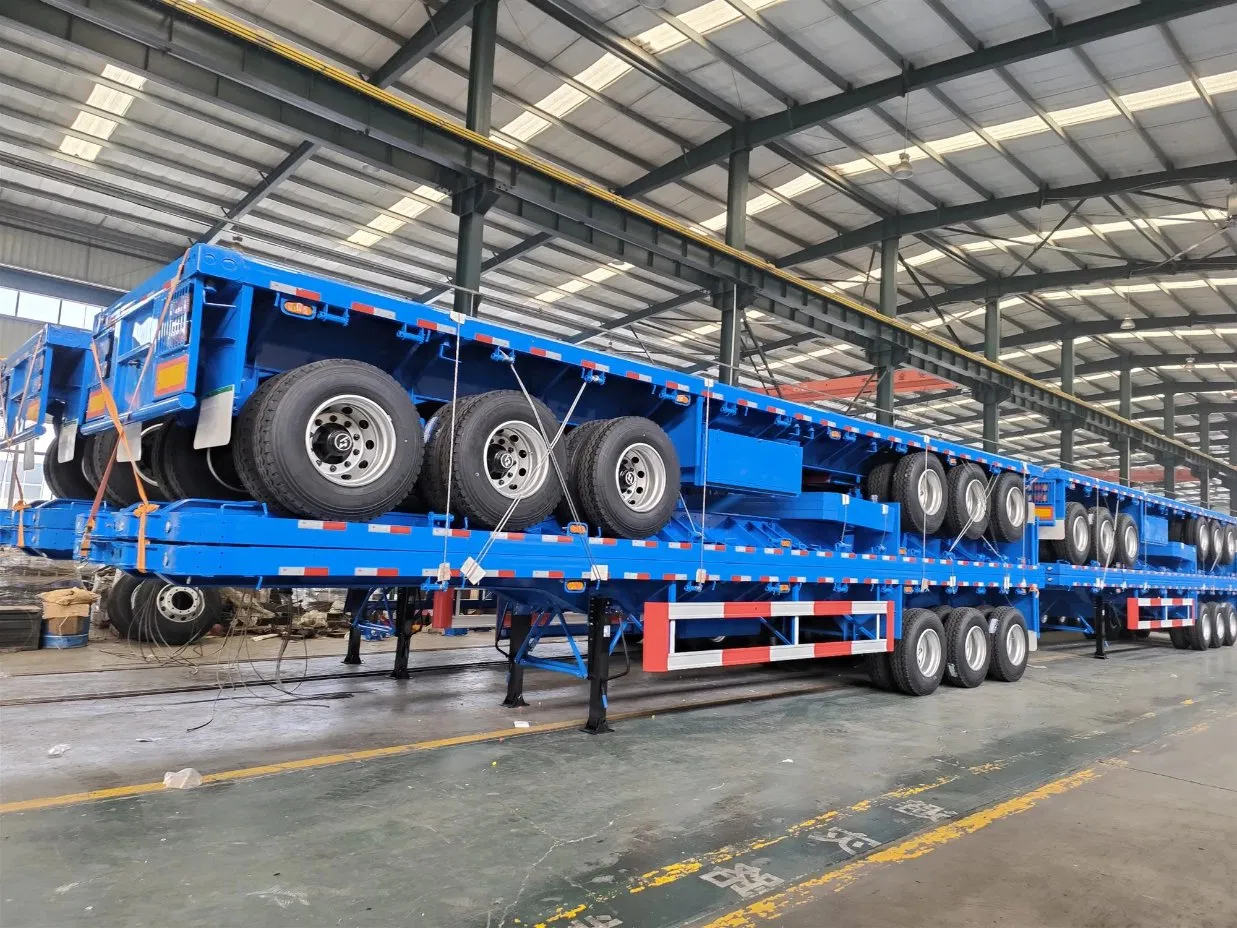 13m 50tons 3-Axle New Heavy Duty Flatbed Trailer 20FT 40FT 45FT Flat Semi Trailer