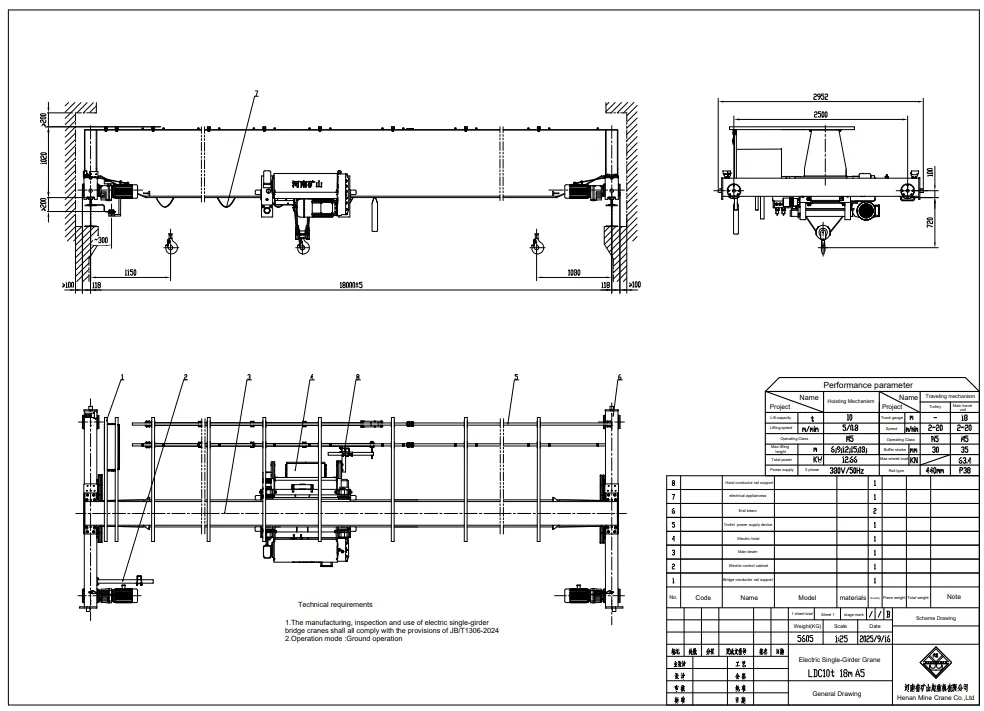 Crane Dimensions Drawing