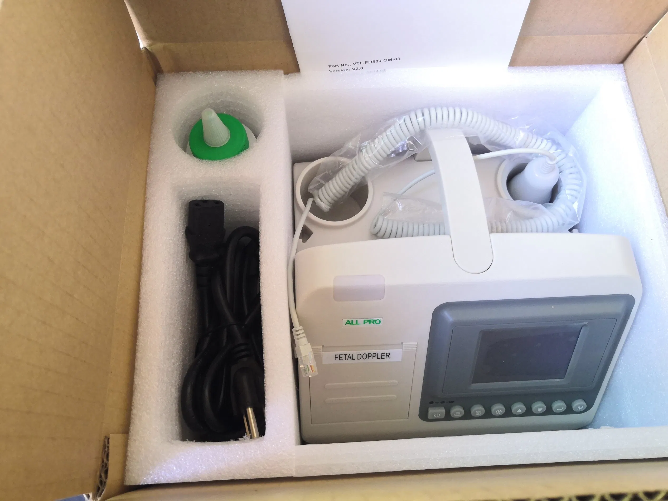 Ultrasonic Fetal Doppler Monitor Tabletop Baby Heart Monitor with Color LCD Display