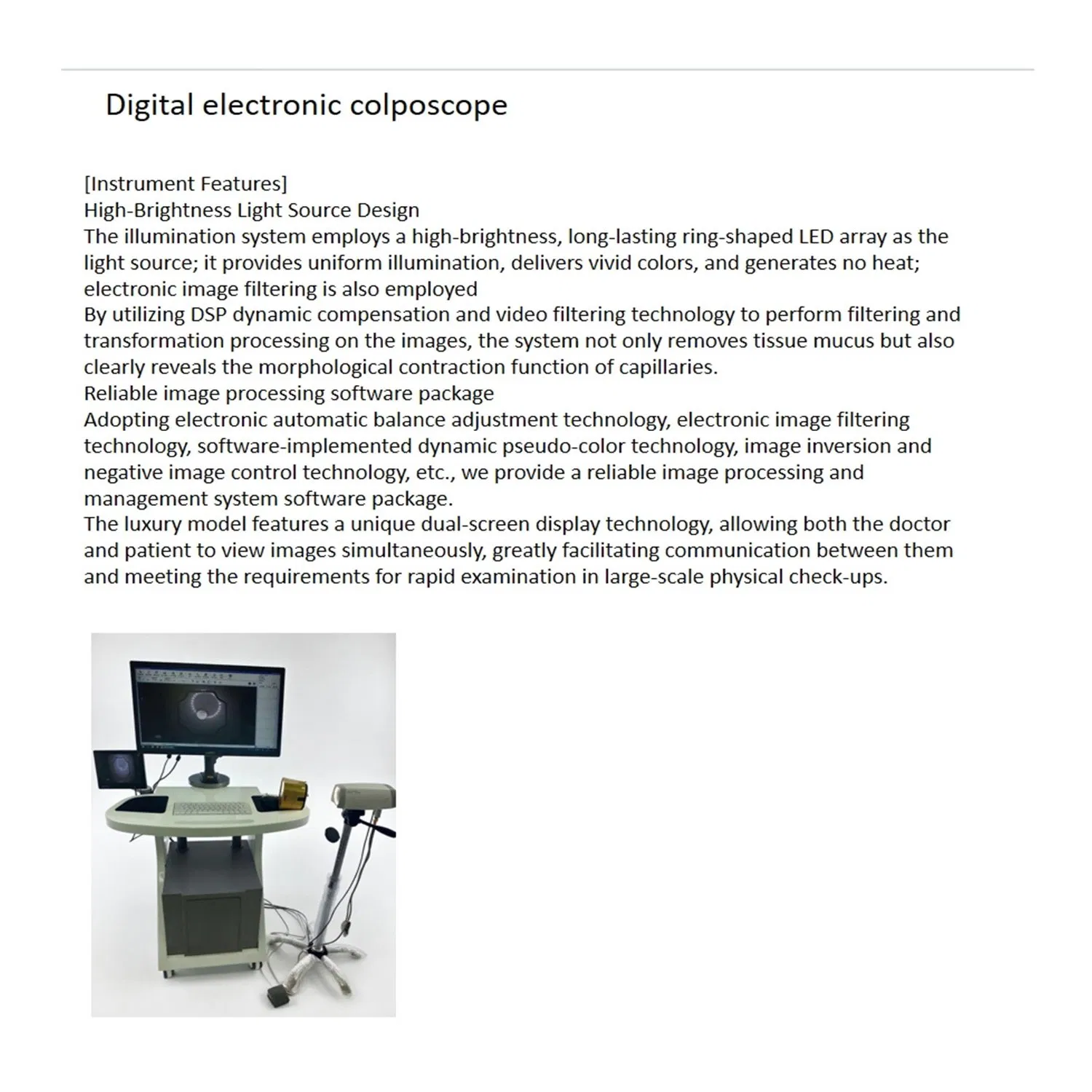 Digital Video Portable Electronic Colposcope Women Vaginal Diagnosis Endoscope Medical Equipment with LED Illumination and HD Imaging Gynecological Examination