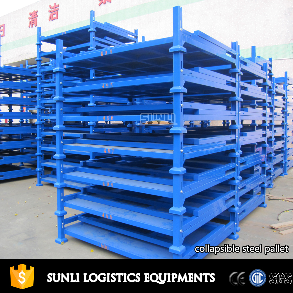 Factory Selling Industrial Foldable Steel Metal Pallet Tyre Rack Warehouse Stacking Storage Rack Folding Stackable Cages