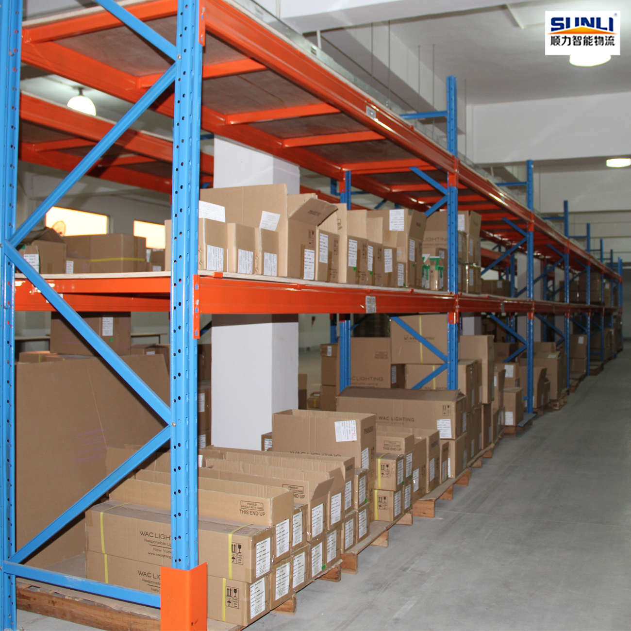 New Sunli Warehouse Metal Medium Duty Adjustable Storage Shelving Stone Grain Finish 500kg Capacity Partially Assembled