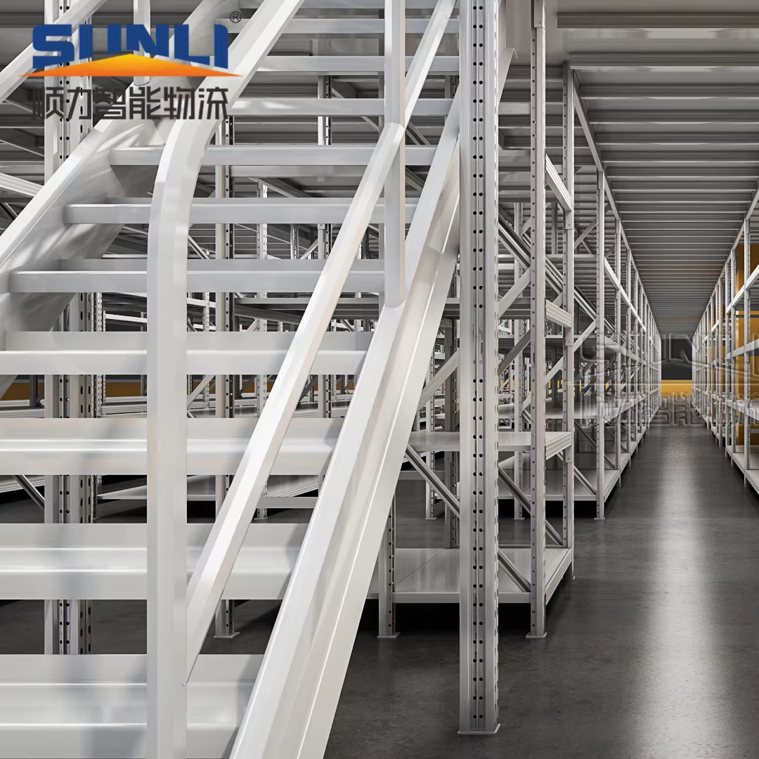 Sunli Heavy-Duty Q235B Steel Mezzanine Platform Flooring Racking Systems Multi-Level Warehouse Storage Equipment Powder Coated