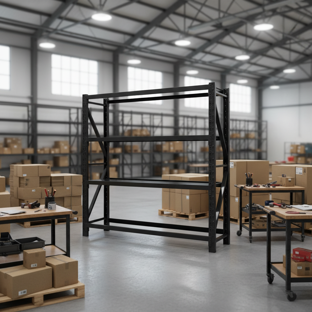 Industrial 5-Layer Medium Duty Cold Rolled Steel Shelf Rack with Corrosion Protection for Warehouse Organization
