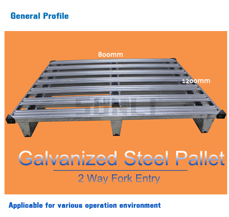 2000KG Payload 2-Way Entry Single Faced Steel Pallet