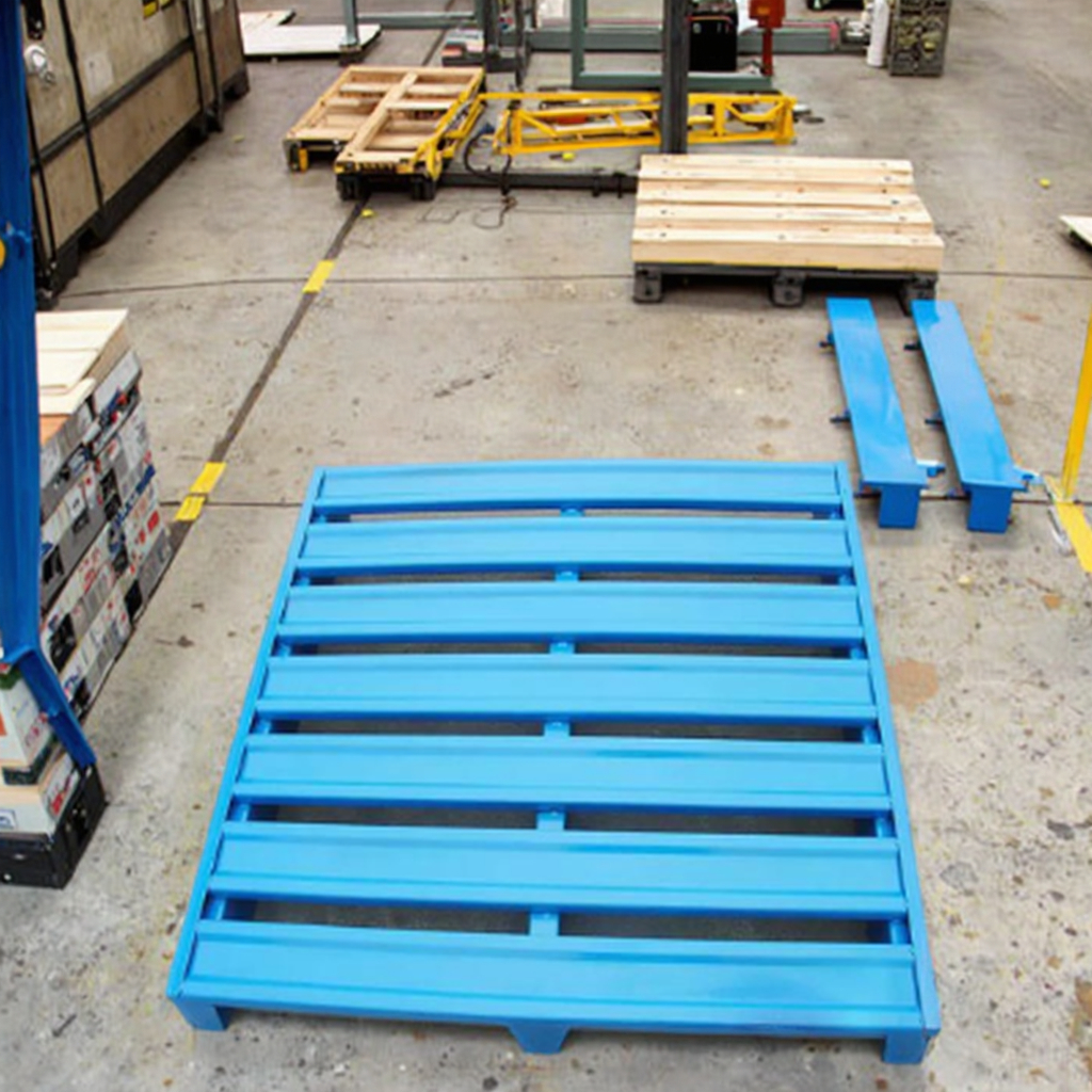 Factory Direct Single Faced Euro Steel Pallet Heavy-Duty 2-Way Entry Storage Pallet for Industrial Customized Transport Pallets