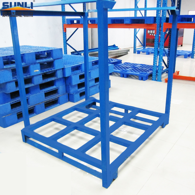 Factory Selling Industrial Foldable Steel Metal Pallet Tyre Rack Warehouse Stacking Storage Rack Folding Stackable Cages
