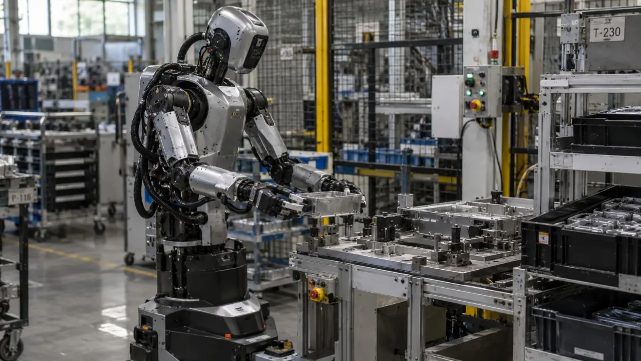 Physical AI robot hardware components on the factory floor