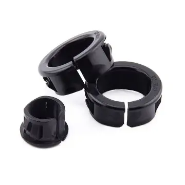 Custom open snap bushings for cable and panel protection