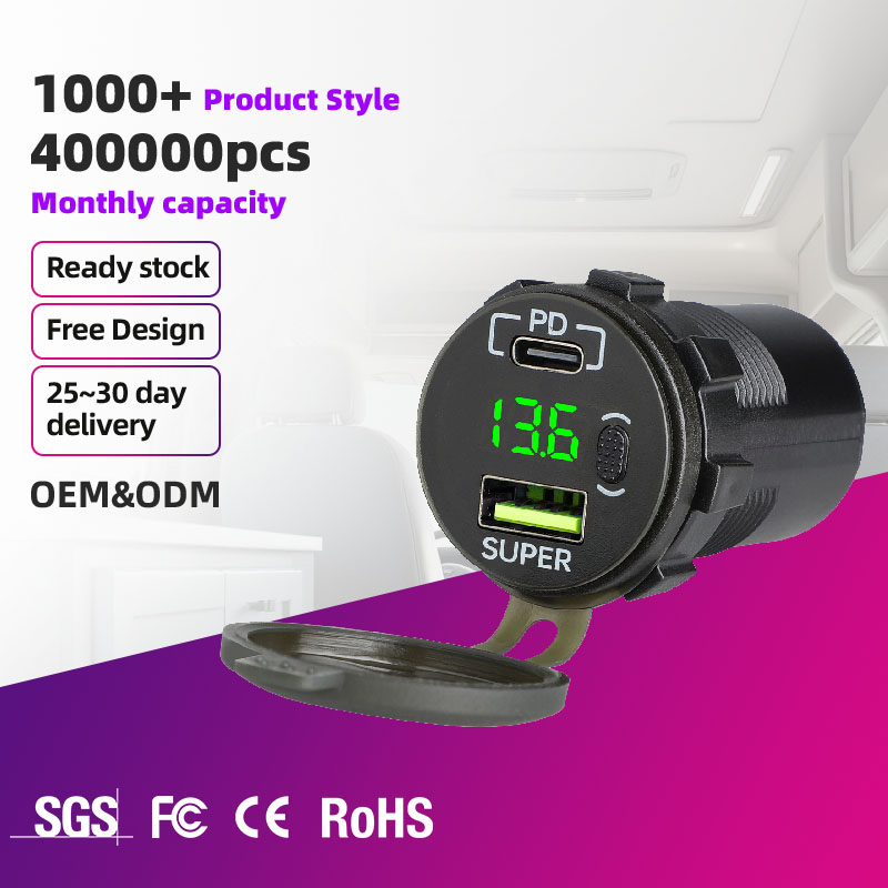 Reliable Round Two Port High Output Charging Hub for Vehicle Installations with Optional OEM Features USB Adapter Car