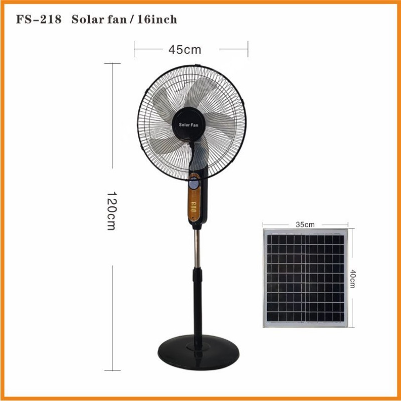 Fs-218 16-Inch Factory Direct Solar Fan - Solar-Powered Fan for Outdoor Camping, Wall-Mounted Fan Lamp, Convenient Charging, Floor-Standing Fan