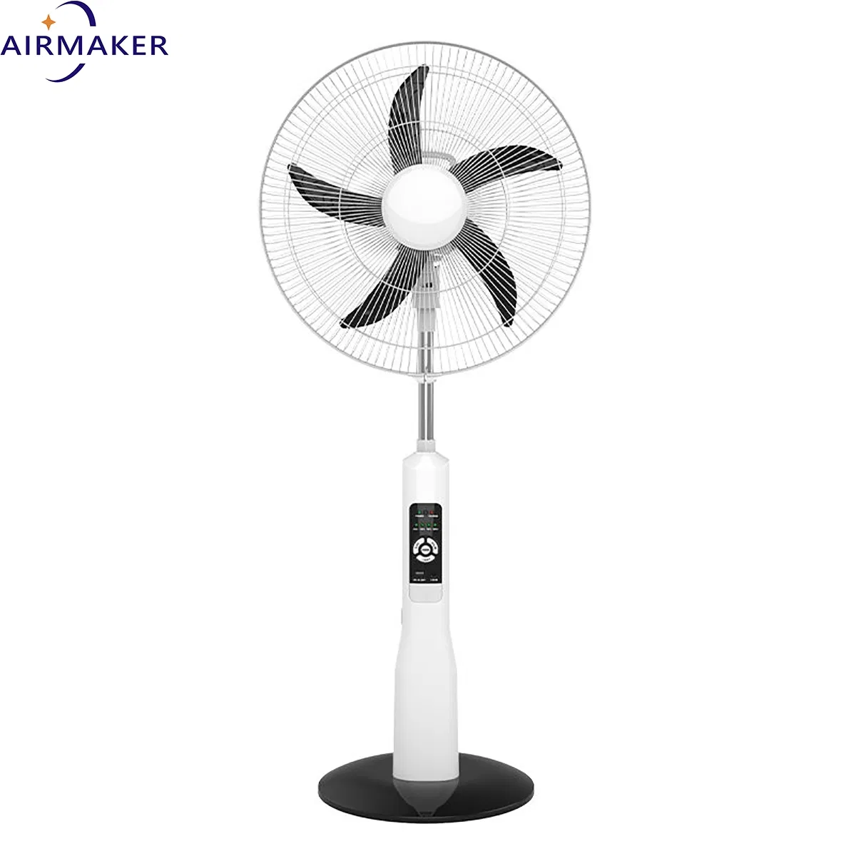 Newly Designed 16-Inch Solar-Powered Rechargeable Fan Dual-Axis Motor Remote Control Oscillating Screen Display Outdoor Hotel CE Rsf-40