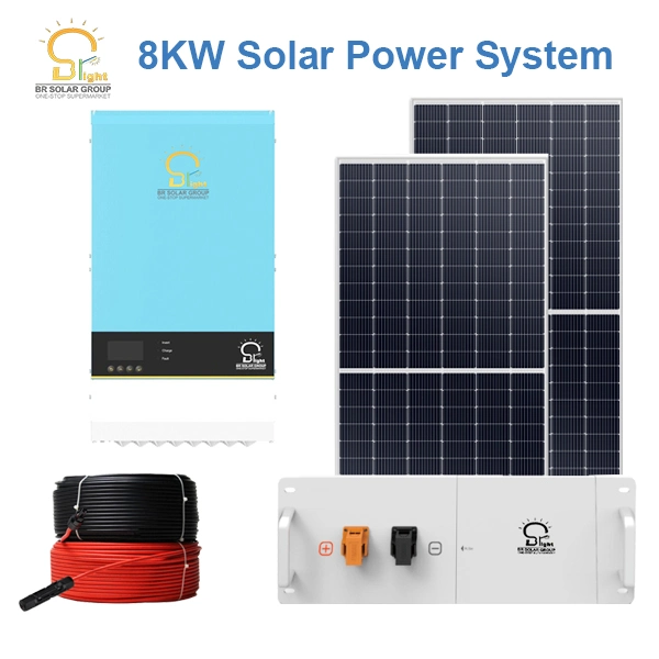 10 Kw off Grid Home Solar PV Panel Station Complete Hybrid Power Energy Storage Complete Solar Power System with Inverter Lithium Battery Backup